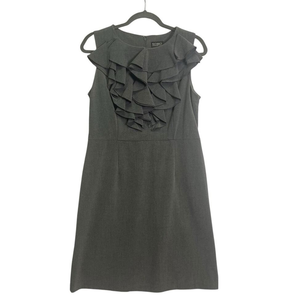 SOHO Apparel Black Sleeveless Ruffle Neck Knee Length Dress Womens Size 10P